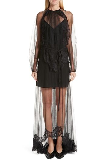 Women's Stella Mccartney Sophia Lace Overlay Maxi Dress Us / 40 It - Black