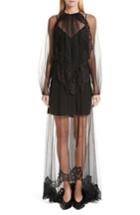 Women's Stella Mccartney Sophia Lace Overlay Maxi Dress Us / 40 It - Black
