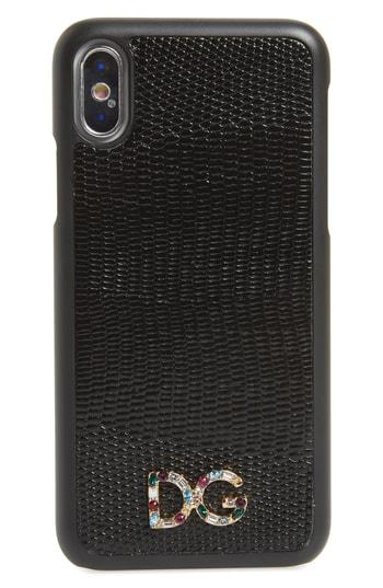 Dolce & Gabbana Embossed Leather Iphone X Case - Black
