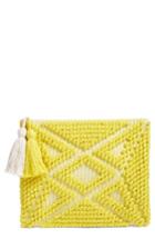 Sole Society Palisades Tasseled Woven Clutch - Yellow