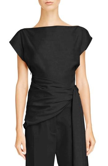 Women's Jacquemus Le Haut Espiral Tie Waist Blouse Us / 40 Fr - Black