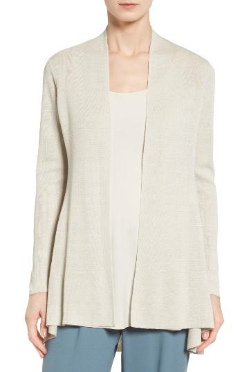 Women's Eileen Fisher Shaped Organic Linen Blend Cardigan, Size - White