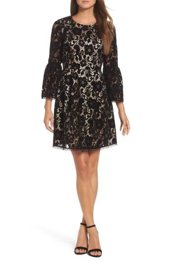 Petite Women's Eliza J Bell Sleeve Fit & Flare Dress P - Black