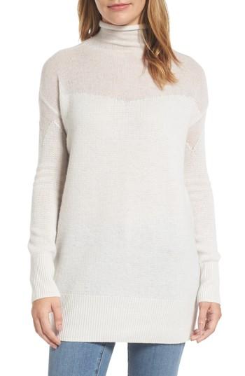 Women's Halogen Sheer Yoke Cashmere Sweater - Ivory