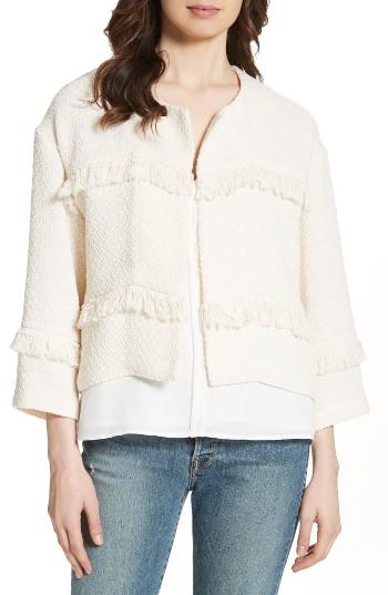 Women's Joie Jacoba Fringe Trim Jacket - White
