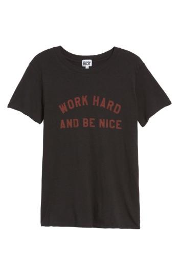 Women's Sub Urban Riot 'work Hard' Graphic Tee - Black