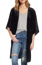 Women's Hinge Velvet Kimono, Size - Black