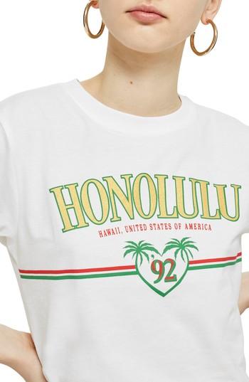 Women's Topshop Honolulu Motif T-shirt Us (fits Like 0) - White