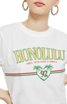 Women's Topshop Honolulu Motif T-shirt Us (fits Like 0) - White