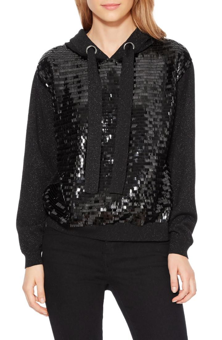 Women's Parker Nolan Sequin Hooded Sweatshirt, Size - Black