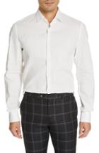Men's Eidos Slim Fit Solid Cotton & Linen Dress Shirt Eu - White