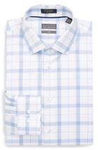 Men's Calibrate Trim Fit Non-iron Plaid Dress Shirt .5 32/33 - Blue
