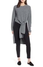 Women's Halogen Tie Front High/low Sweater - Grey