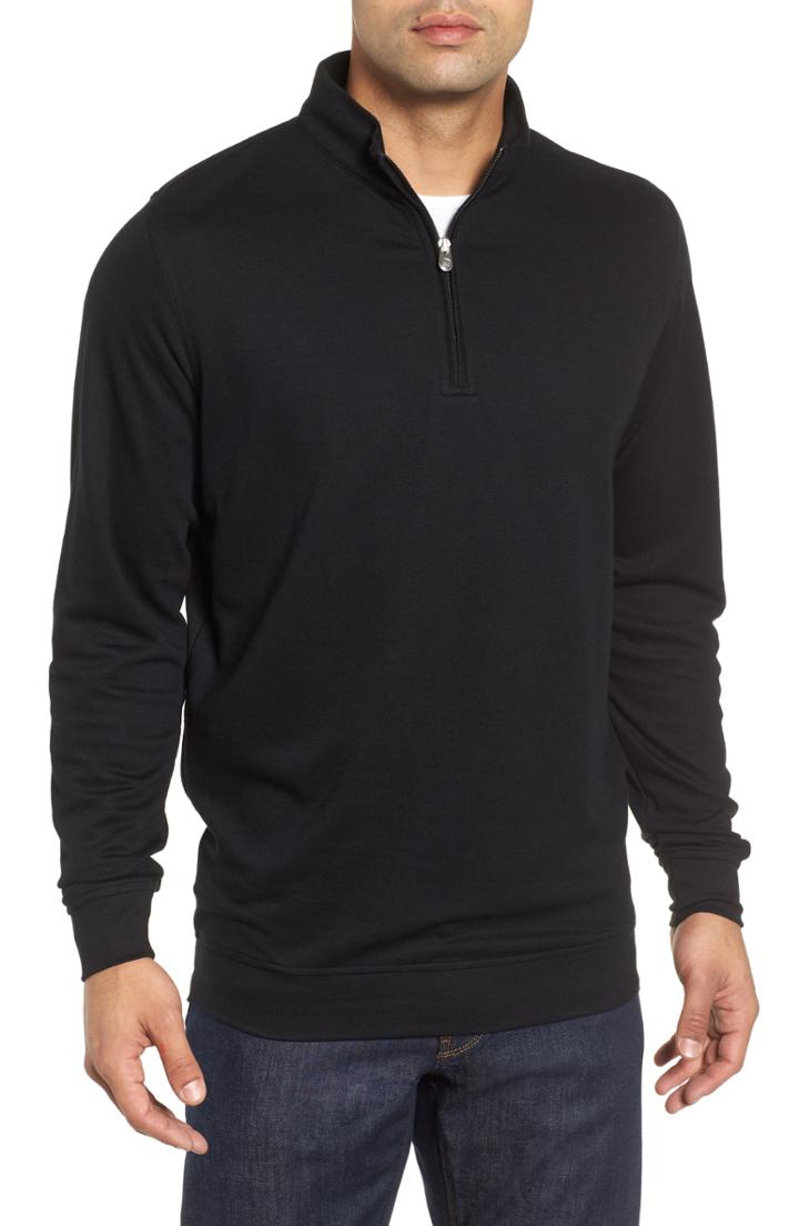 Men's Peter Millar Comfort Interlock Quarter Zip Pullover - Black