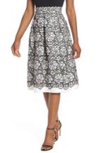 Women's Eliza J Pleated Floral Cutout Applique Skirt - Black