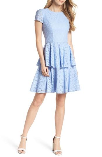 Women's Gal Meets Glam Collection Daisy Lace Tiered Fit & Flare Dress - Blue