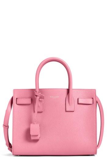 Saint Laurent 'baby Sac De Jour' Bonded Leather Tote - Pink