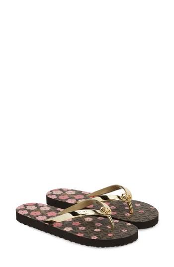 Women's Michael Michael Kors Mk Flip Flop M - Metallic