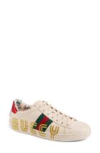Women's Gucci New Ace Guccy Logo Sneaker With Genuine Snakeskin Trim .5us / 39.5eu - White