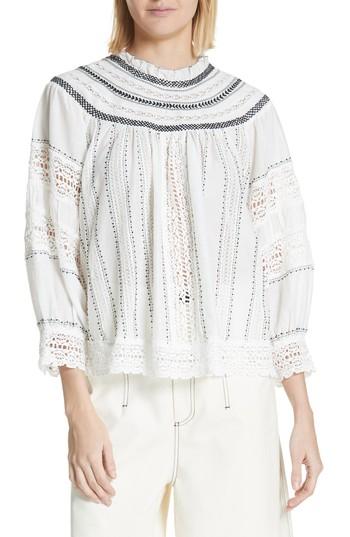Women's Sea Louisa Crochet Peasant Top - Ivory