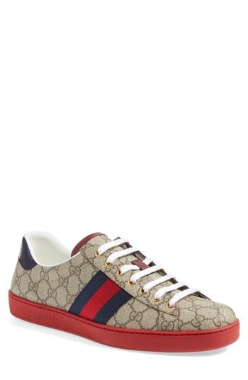 Men's Gucci New Ace Webbed Low Top Sneaker .5us / 11.5uk - Beige