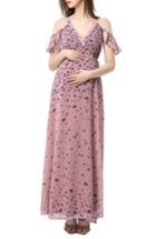 Women's Kimi And Kai Catalina Cold Shoulder Wrap Maxi Maternity Dress - Pink