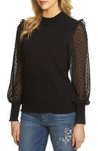 Women's Cece Swiss Dot Chiffon Sleeve Sweater - Black