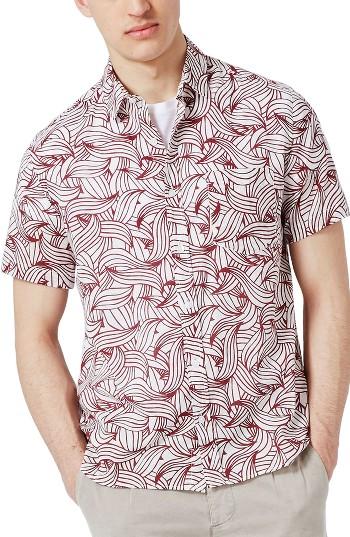 Men's Topman Wave Print Shirt - Red