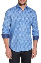 Men's Bugatchi Regular Fit Checkerboard Sport Shirt - Blue