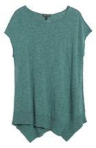Women's Eileen Fisher Cap Sleeve Organic Linen & Cotton Scoop Neck Top, Size - Blue/green