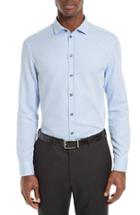 Men's Armani Collezioni Trim Fit Micro Print Sport Shirt, Size - Blue
