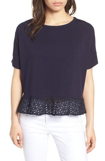 Women's Kate Spade New York Eyelet Flounce Top, Size - Blue