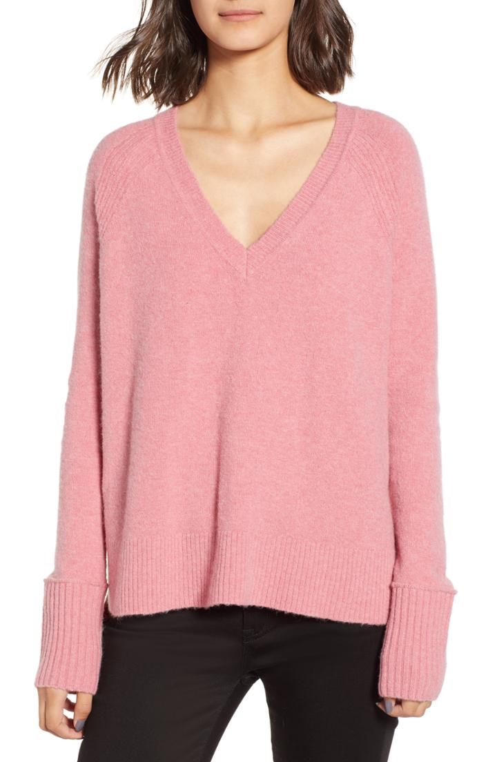 Women's J.crew Supersoft Yarn V-neck Sweater - Pink