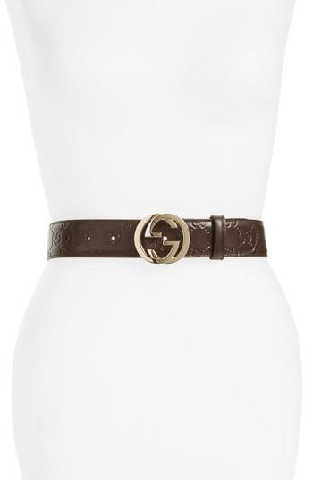 Women's Gucci Embossed Leather Belt