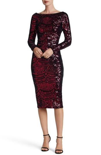 Women's Dress The Population Emery Scoop Back Sequin Midi Dress - Purple