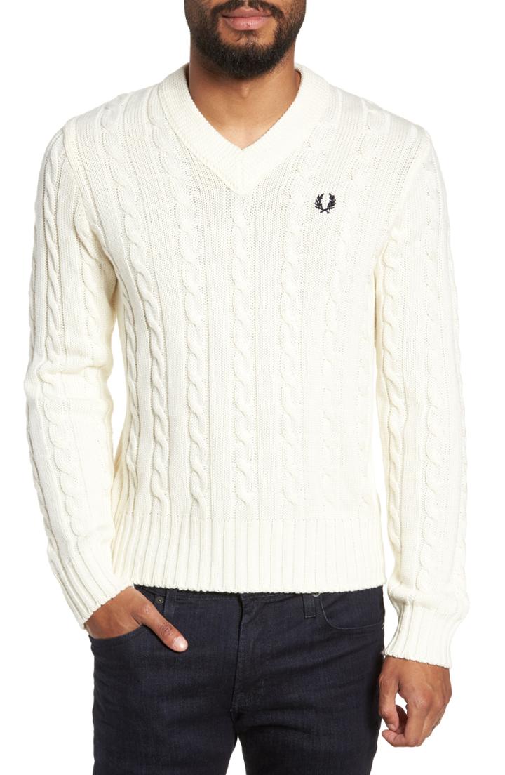 Men's Fred Perry Wool Blend Cable Knit Sweater