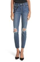 Women's L'agence Luna Chain Detail Ripped Skinny Jeans - Blue
