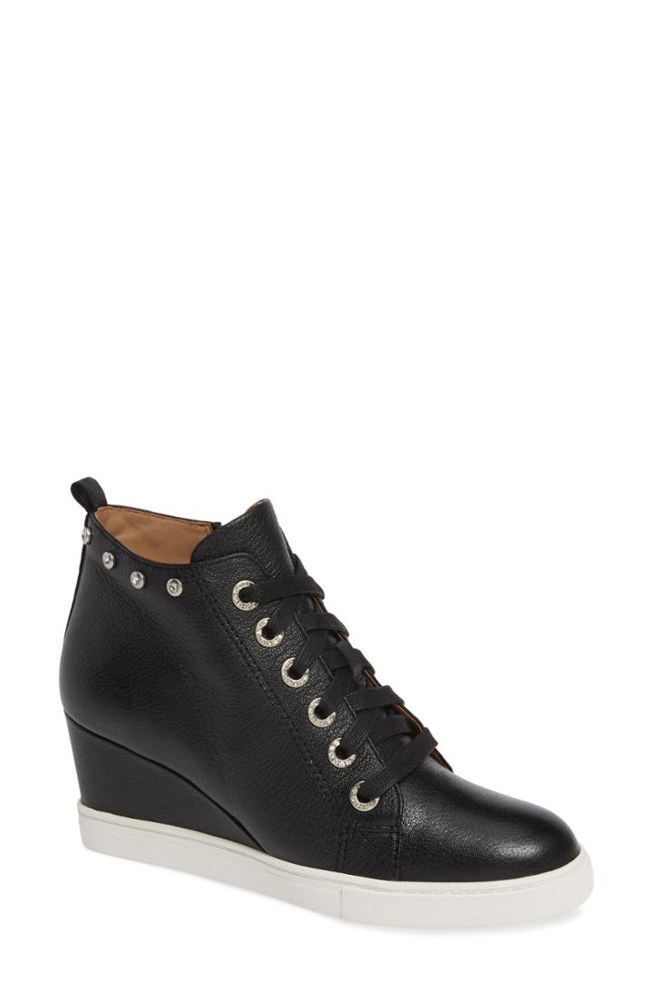 Women's Linea Paolo Flint Wedge Sneaker M - Black
