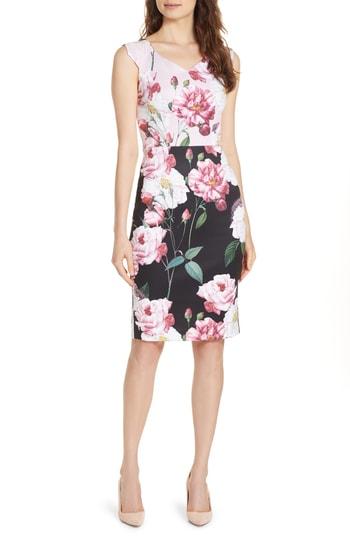 Women's Ted Baker London Saafi Iguza Two Tone Sheath Dress - Black