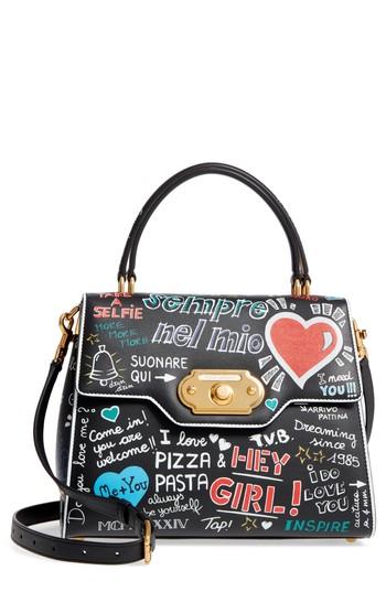Dolce & Gabbana Welcome Graffiti Leather Satchel - Black