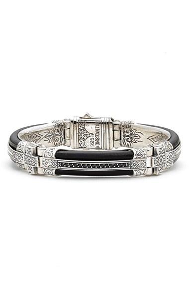 Men's Konstantino Plato Etched Sterling Silver & Leather Bracelet
