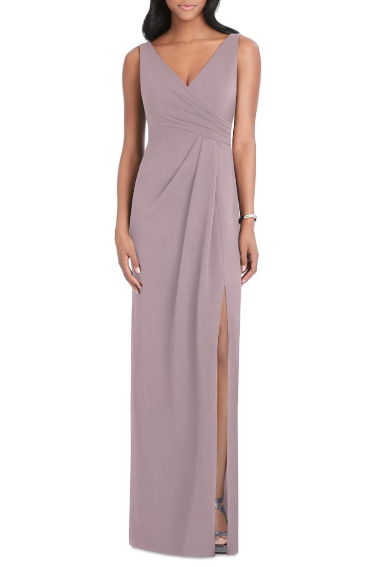 Women's After Six Pleated Surplice Stretch Crepe Gown