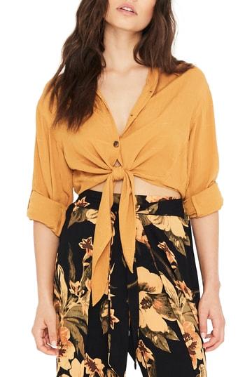 Women's Faithfull The Brand Beau Rivage Tie Knot Top - Yellow