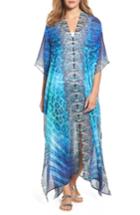 Women's Asa Kaftans Santorini Desert Long Kaftan, Size - Blue