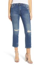 Women's Blanknyc Distressed Straight Leg Crop Jeans - Blue