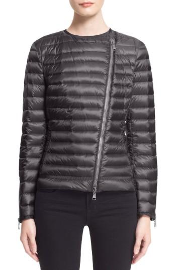 Women's Moncler 'amey' Water Resistant Short Biker Down Jacket - Grey