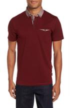 Men's Ted Baker London Woven Collar Polo (m) - Red