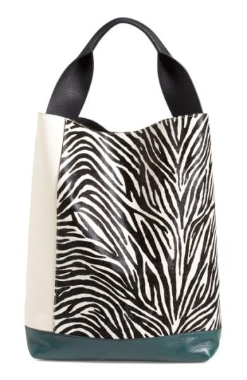 Marni 'medium' Colorblock Leather & Genuine Calf Hair Hobo -