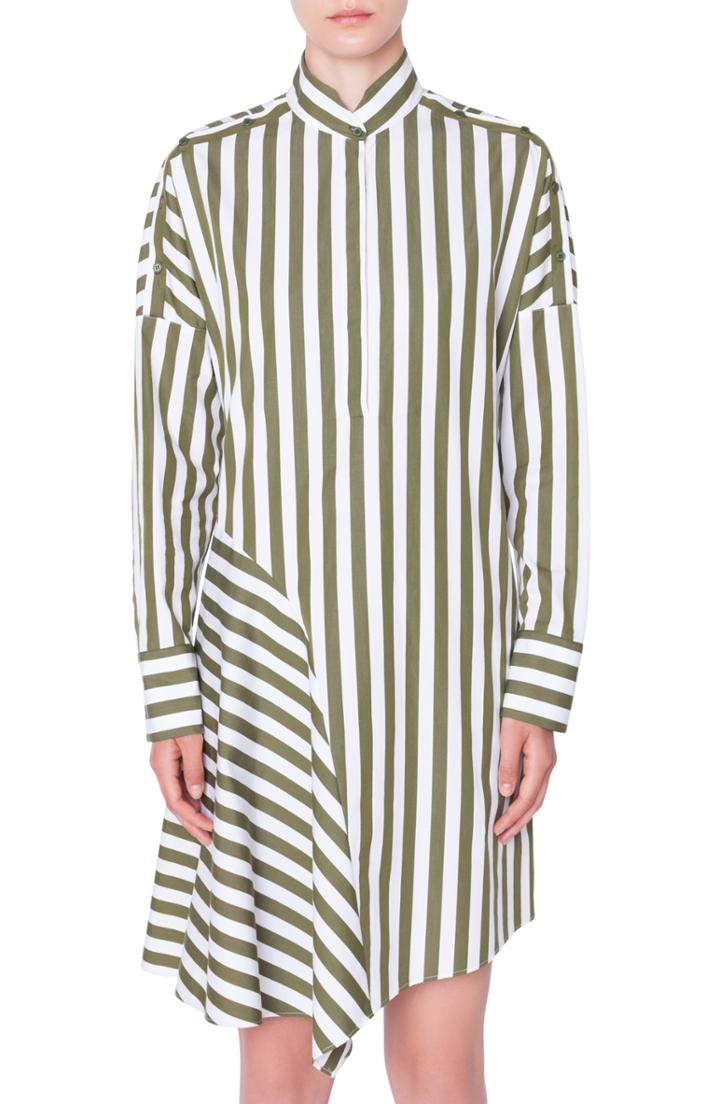 Women's Akris Punto Stripe Cotton Shirtdress - Green