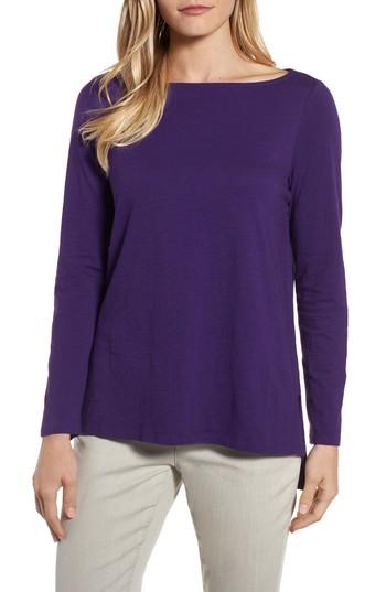 Petite Women's Eileen Fisher Bateau Neck Top P - Purple